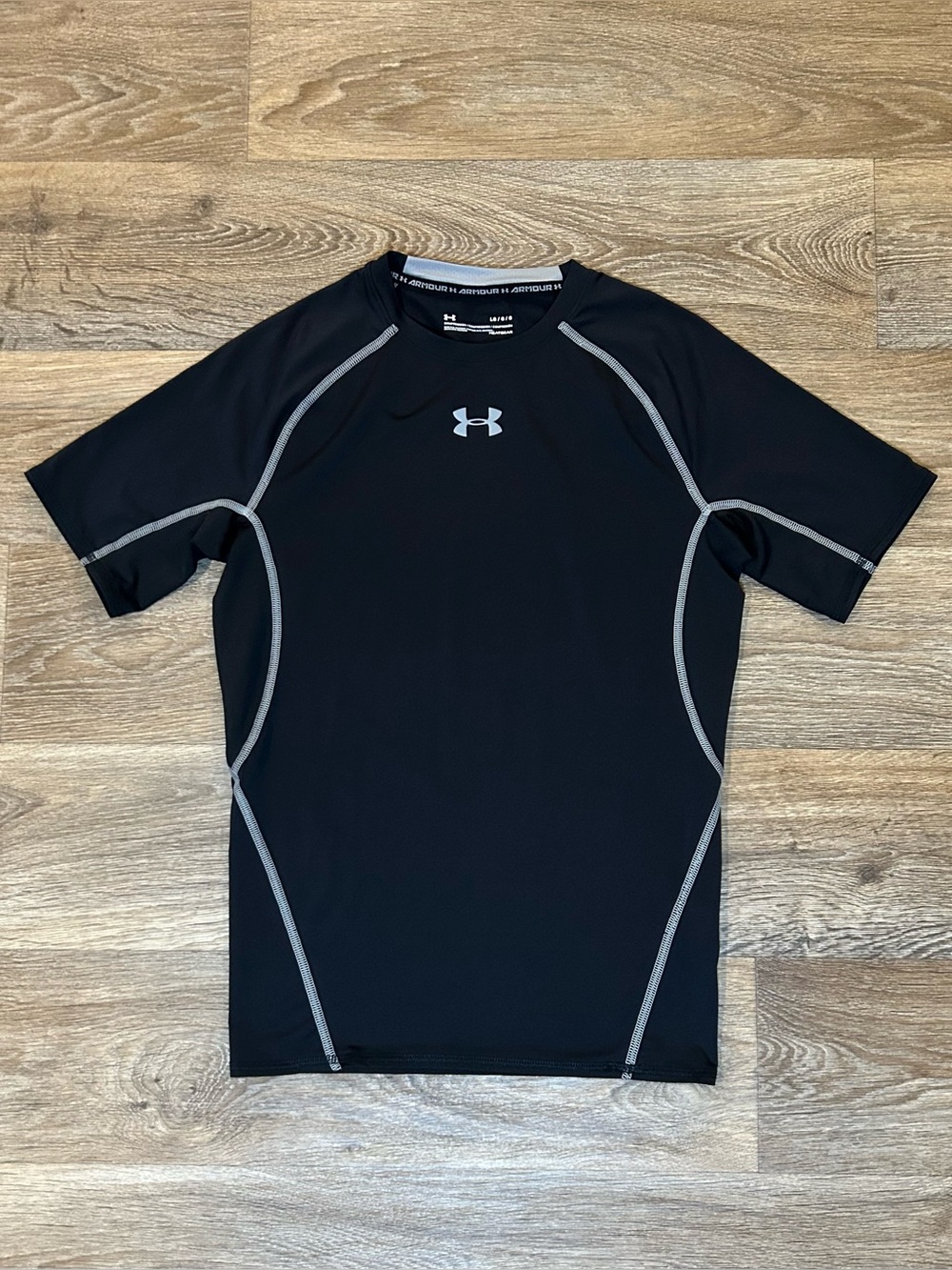 Under Armour Mens Black HeatGear Compression Short Sleeve Shirt LG